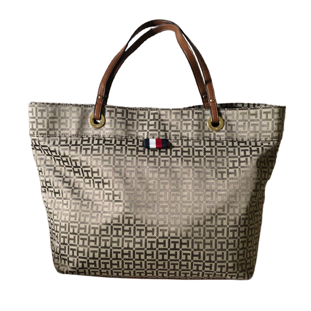 Tommy Hilfiger BrownTan Signature Print Lg Tote